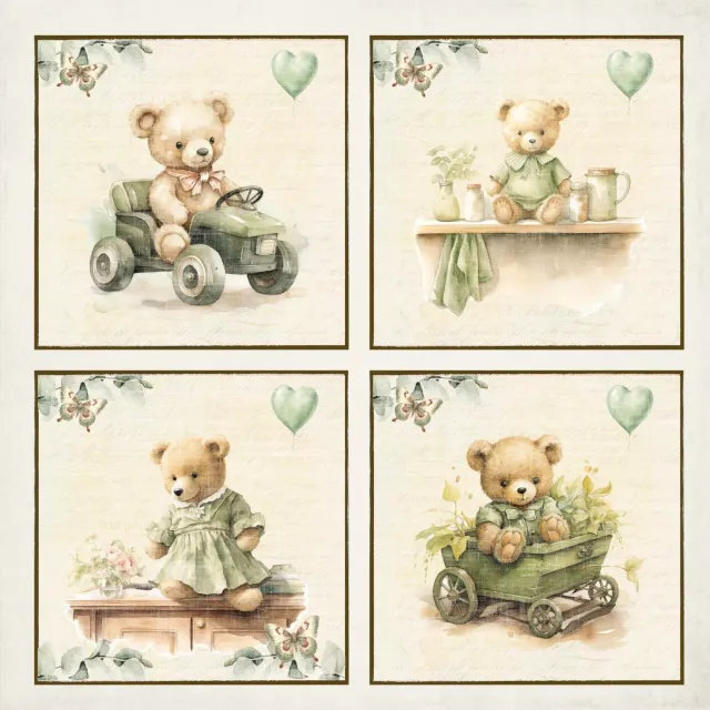 Reprint Bear Bear Cards 12x12 mønsterpapir bjørn