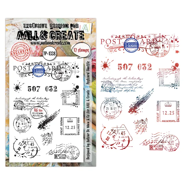 AALL & Create TP-1338 Postcard Shuffle stempelsett A6