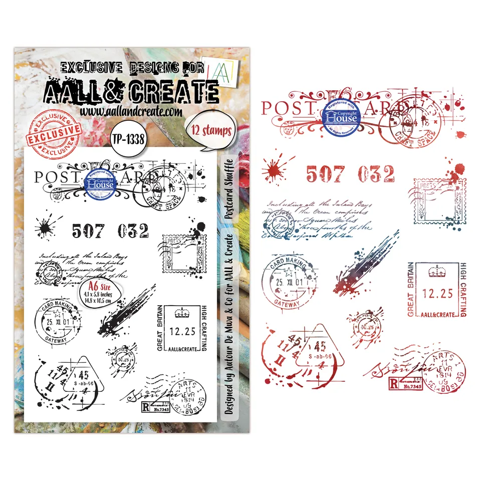 AALL & Create TP-1338 Postcard Shuffle stempelsett A6
