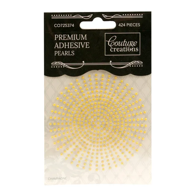 Couture Creations Champagne selvklebende perler 2mm 424 stk