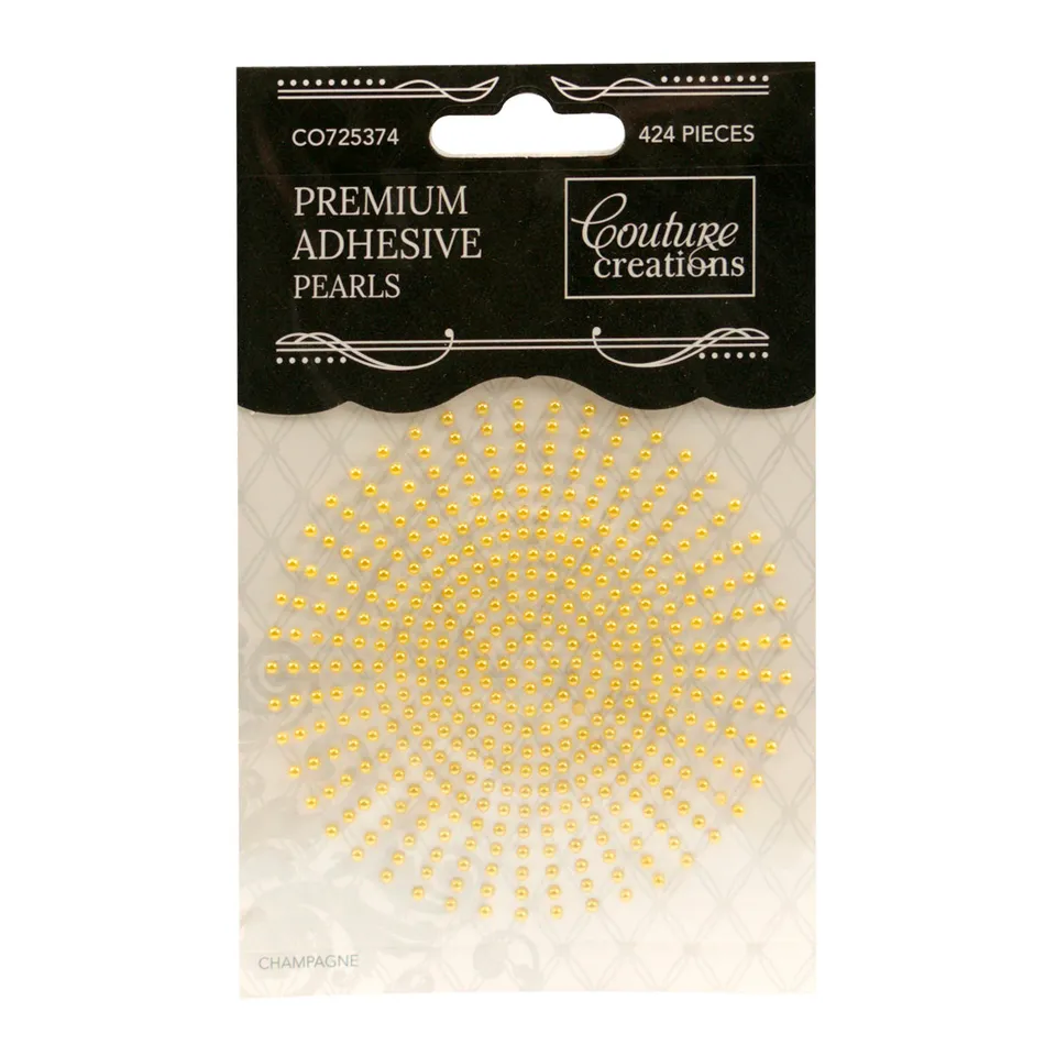 Couture Creations Champagne selvklebende perler 2mm 424 stk