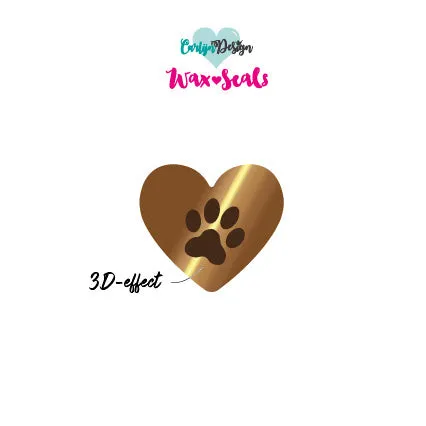 CarlijnDesign Waxzegel CDWX-0060 vokssegl hjerte pote 2,5 cm