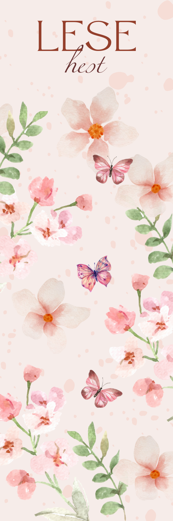 Papirglede rosa sommerfugler 2 bokmerke lesehest