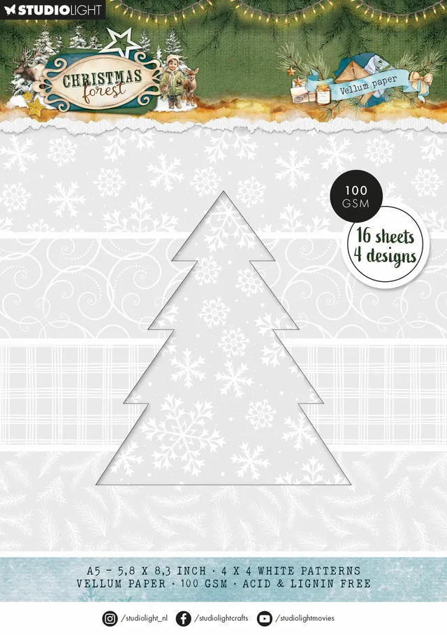 Studio Light Christmas Forest vellumblokk 16 ark Backgrounds