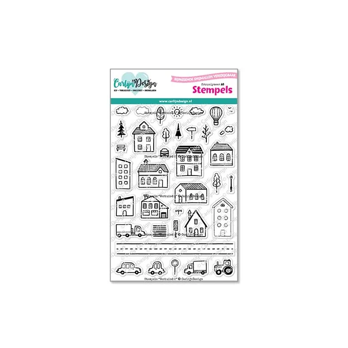 CarlijnDesign Verhuisd 2 CDST-0138 stempelsett A6 hus