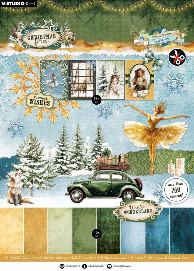 Studio Light Christmas Forest dieskutt papirblokk 28 ark jul