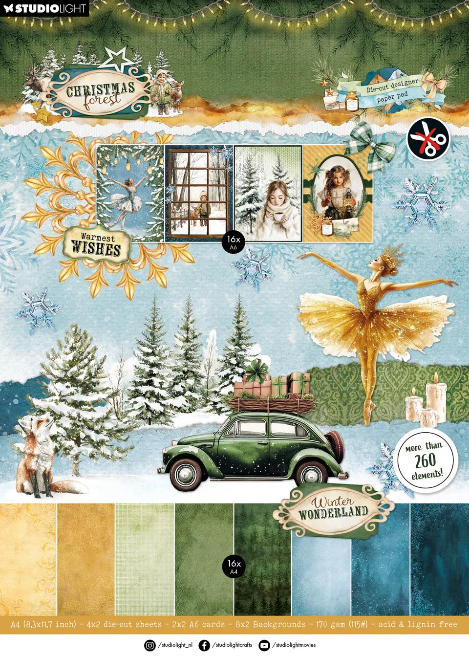 Studio Light Christmas Forest dieskutt papirblokk 28 ark jul