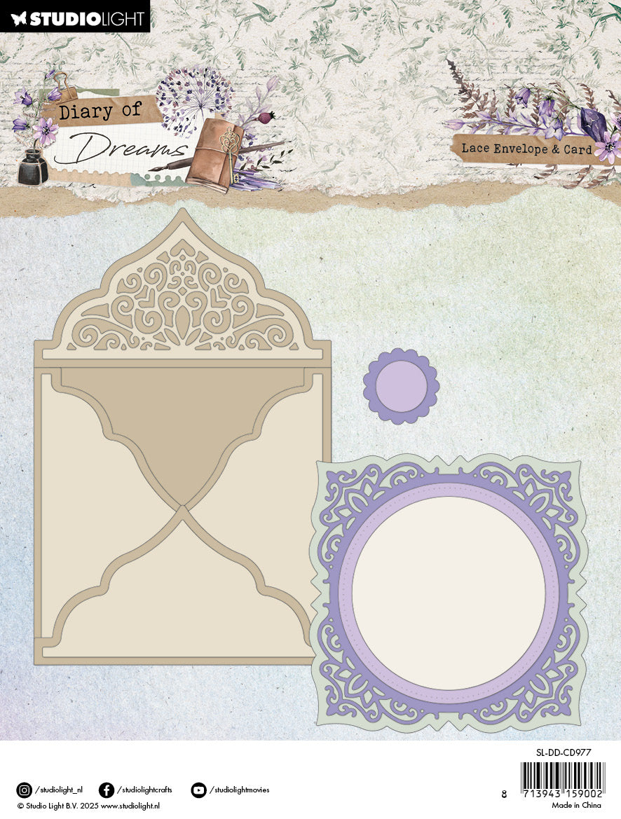Studio Light Diary of Dreams Lace envelope dies blonde