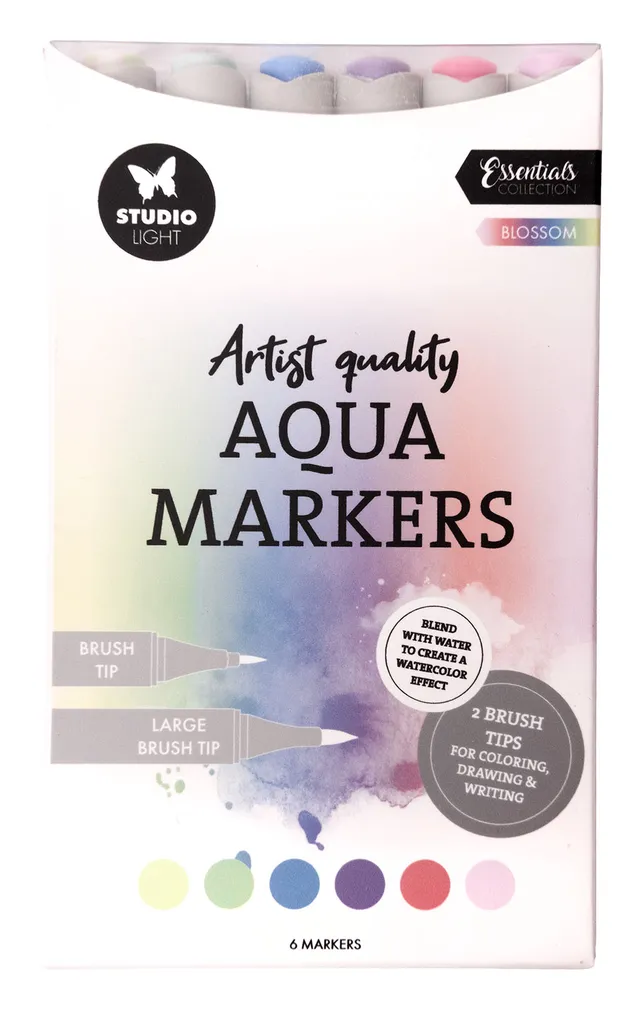 Studio Light Essentials Blossom aquamarkere 6 stk vannbasert