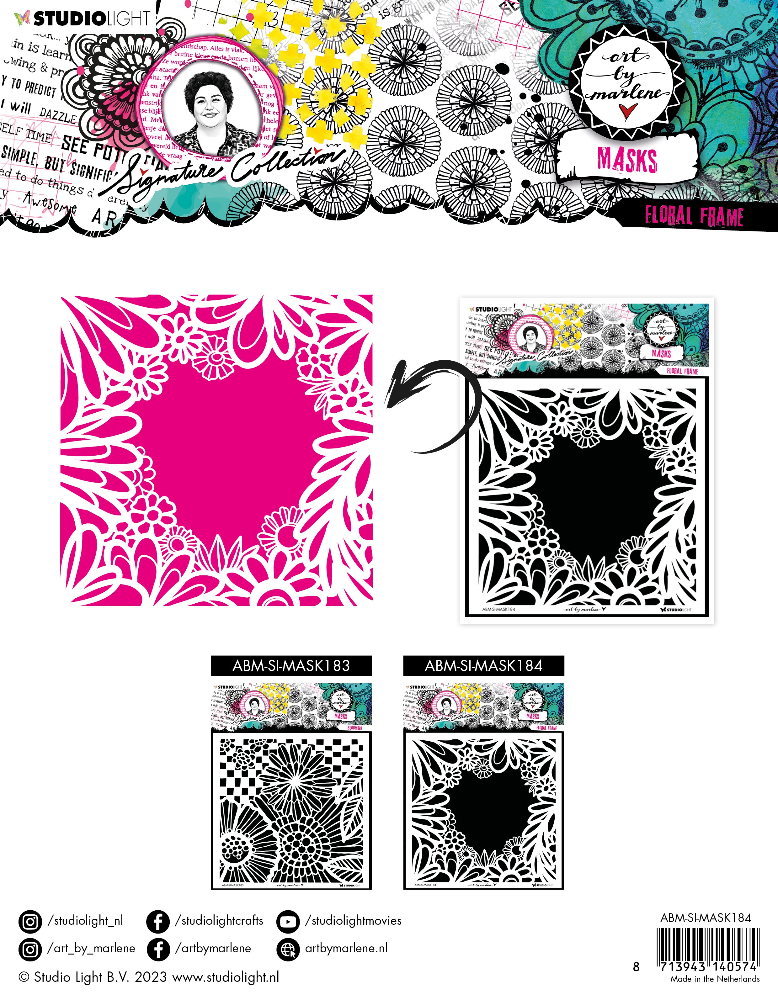 Art by Marlene Signature Floral Frame sjablong 203 mm