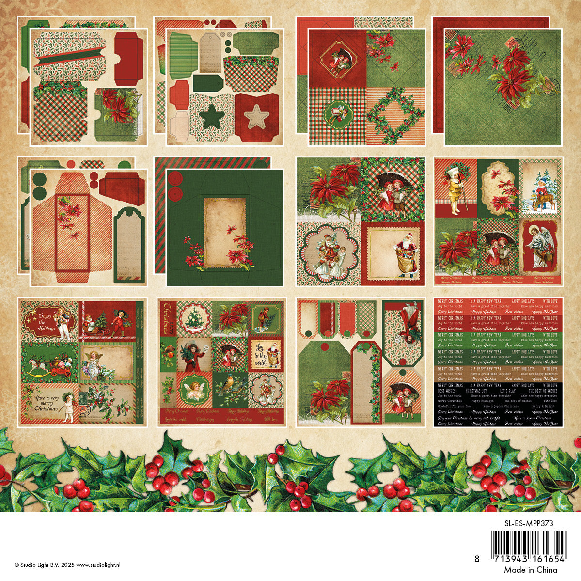 Studio Light Essentials papirblokk Vintage Christmas 20x20 cm 36 ark