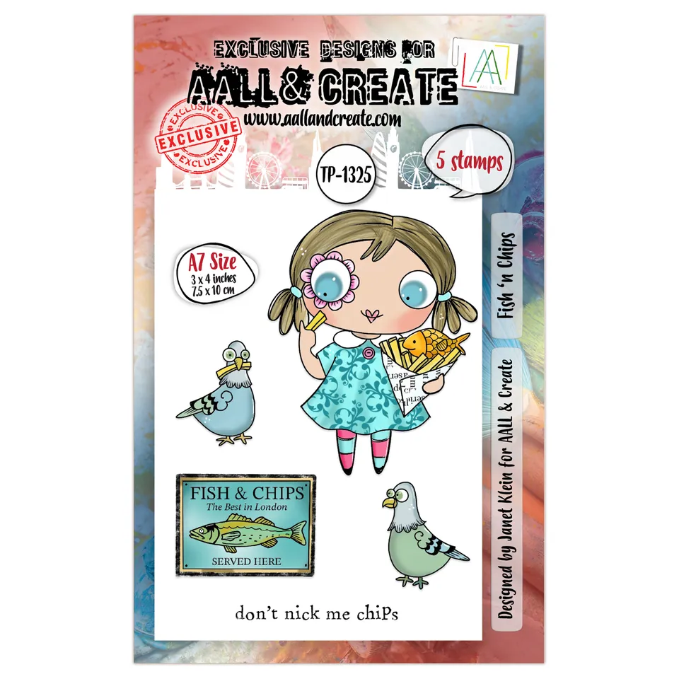 AALL & Create TP-1325 Fish ‘n Chips stempelsett A7 humor