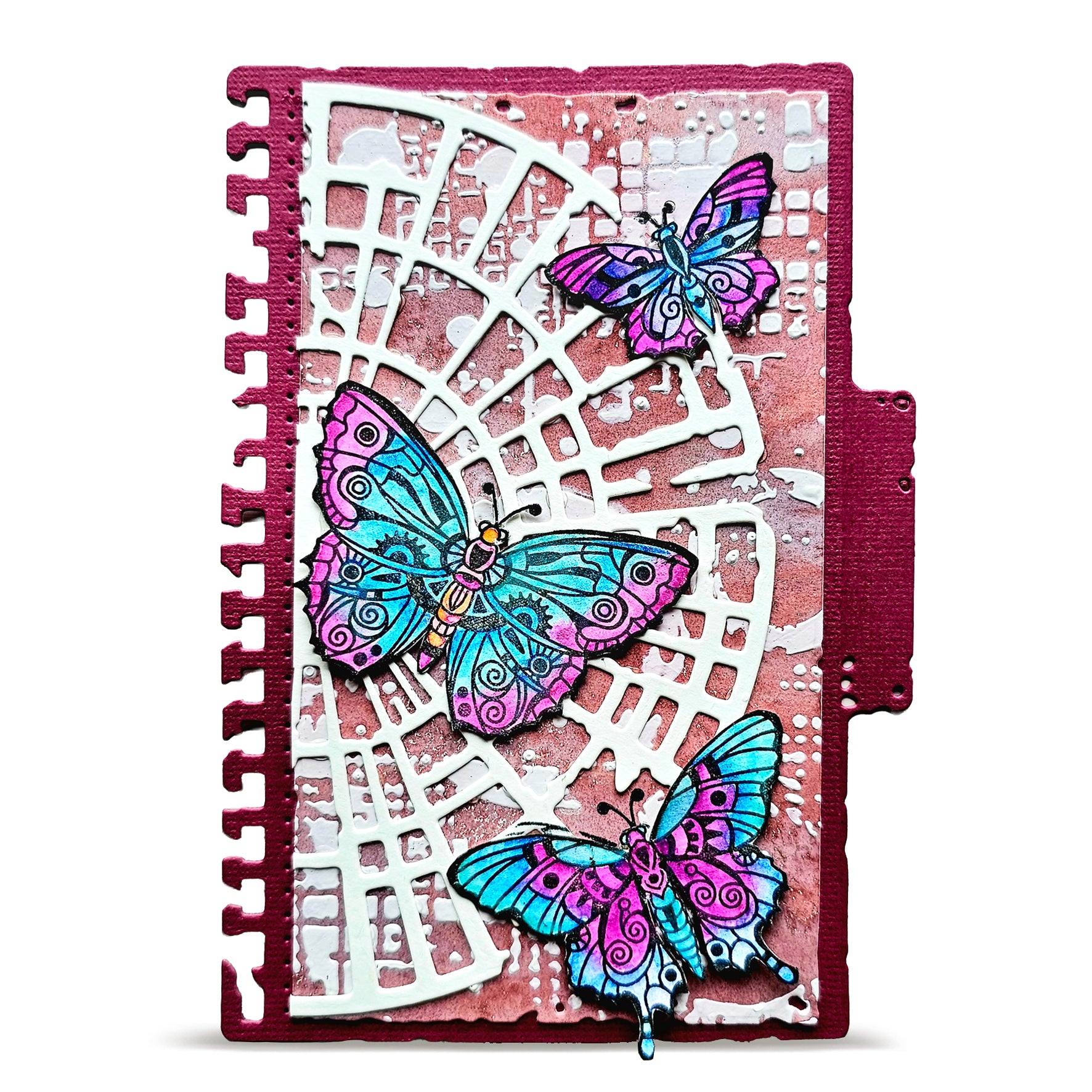 Autour de Mwa sjablong + dies 15x15 cm matchende sett