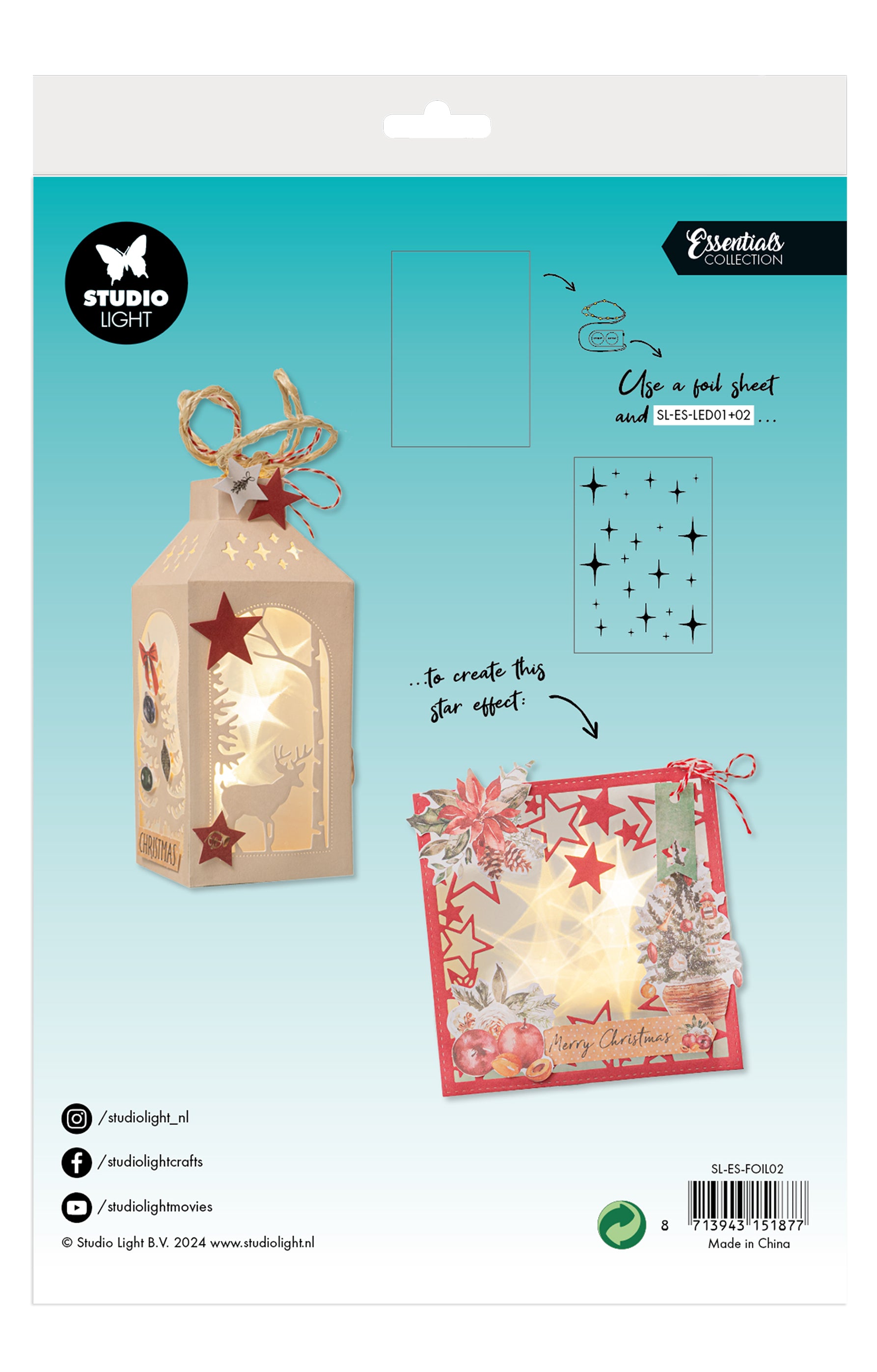 Studio Light Essentials Star Foil folie 6 ark stjernemønster