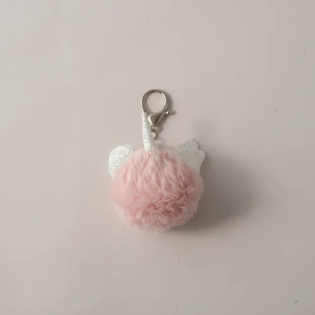 KaiserCraft Unicorn nøkkelring pompom rosa plysj