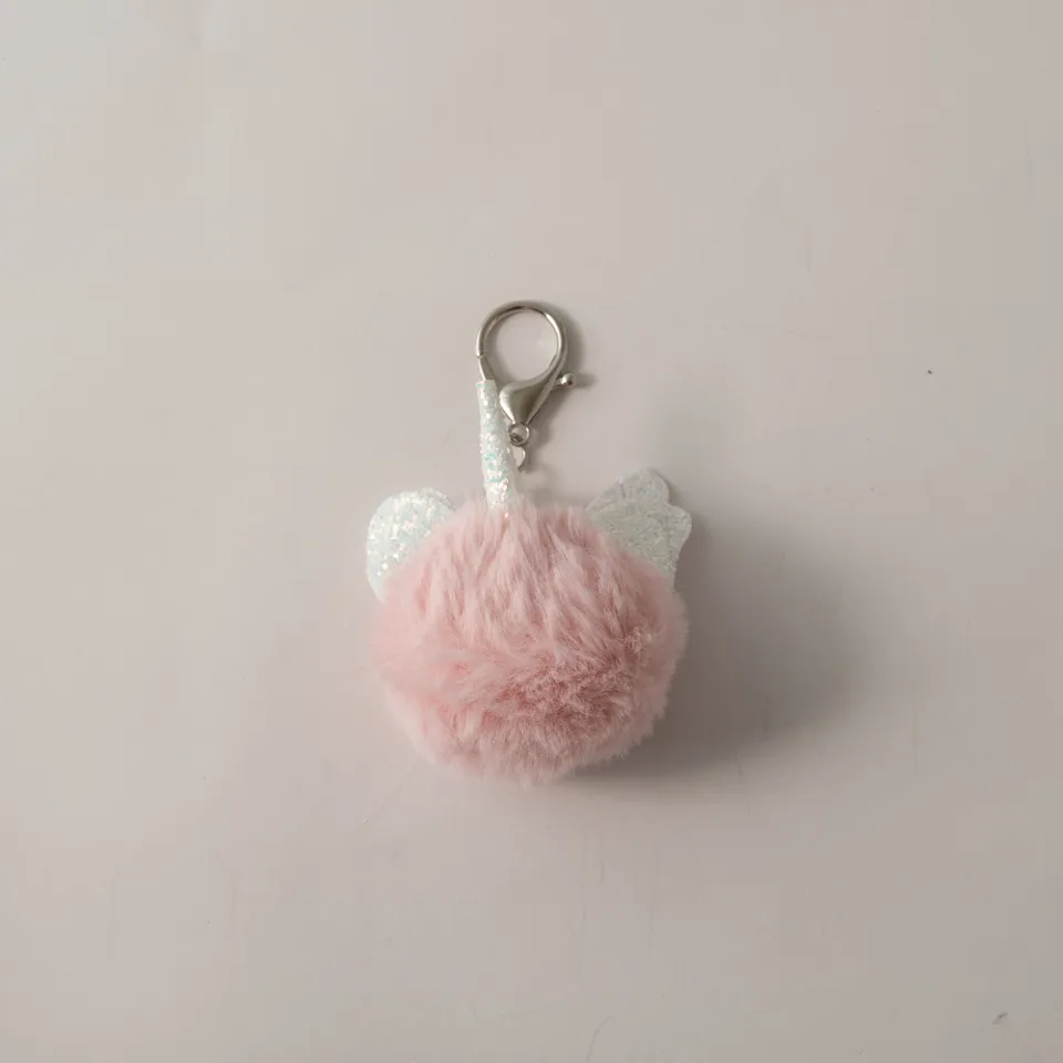 KaiserCraft Unicorn nøkkelring pompom rosa plysj