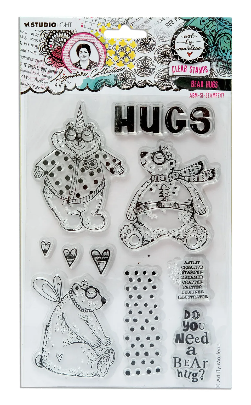 Studio Light Art by Marlene clearstamp Bear hugs