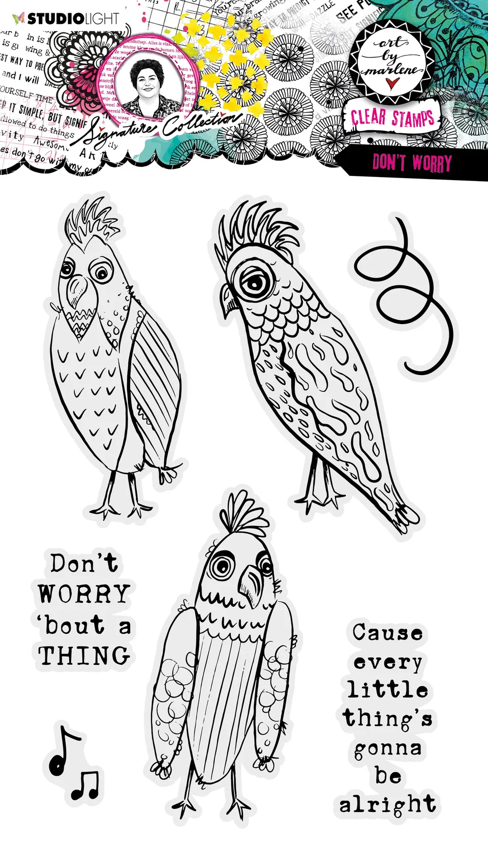 Art by Marlene Signature stempel Don’t worry klarstempel tekst
