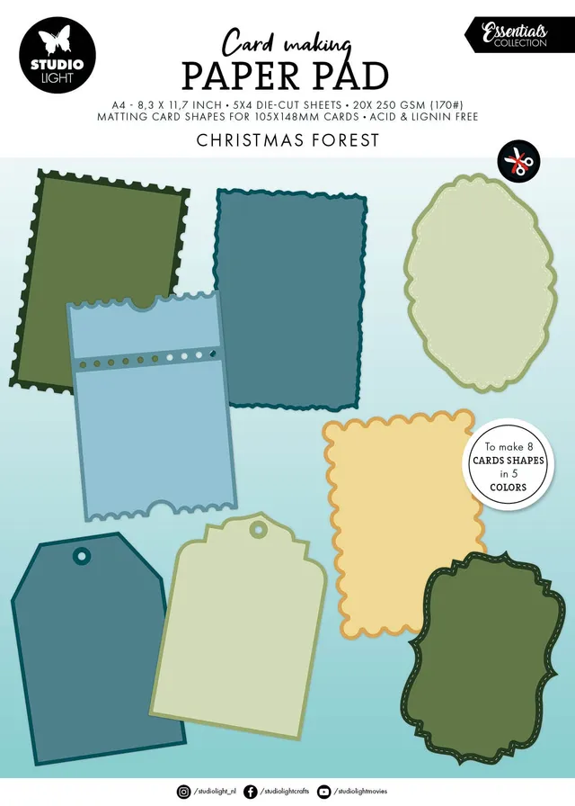 Studio Light Essentials kortblokk Christmas Forest 105x148 mm