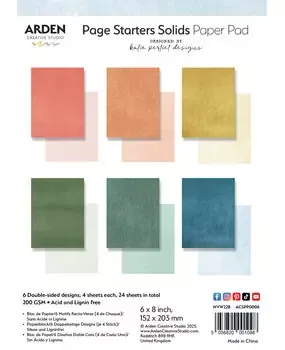Arden Page Starters Solids papirblokk 6x8
