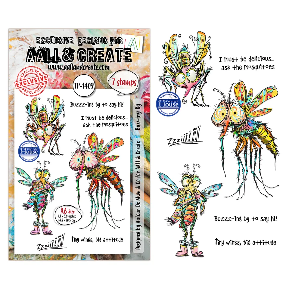 AALL & Create TP-1409 Buzz-ing By stempelsett A6 – 7 stempler