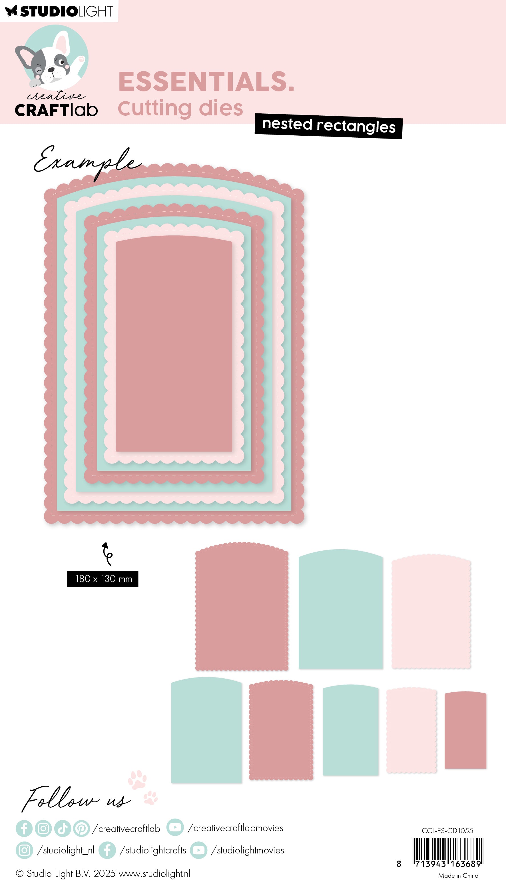 Studio Light Essentials Nested Rectangles dies rammer 130x180 mm