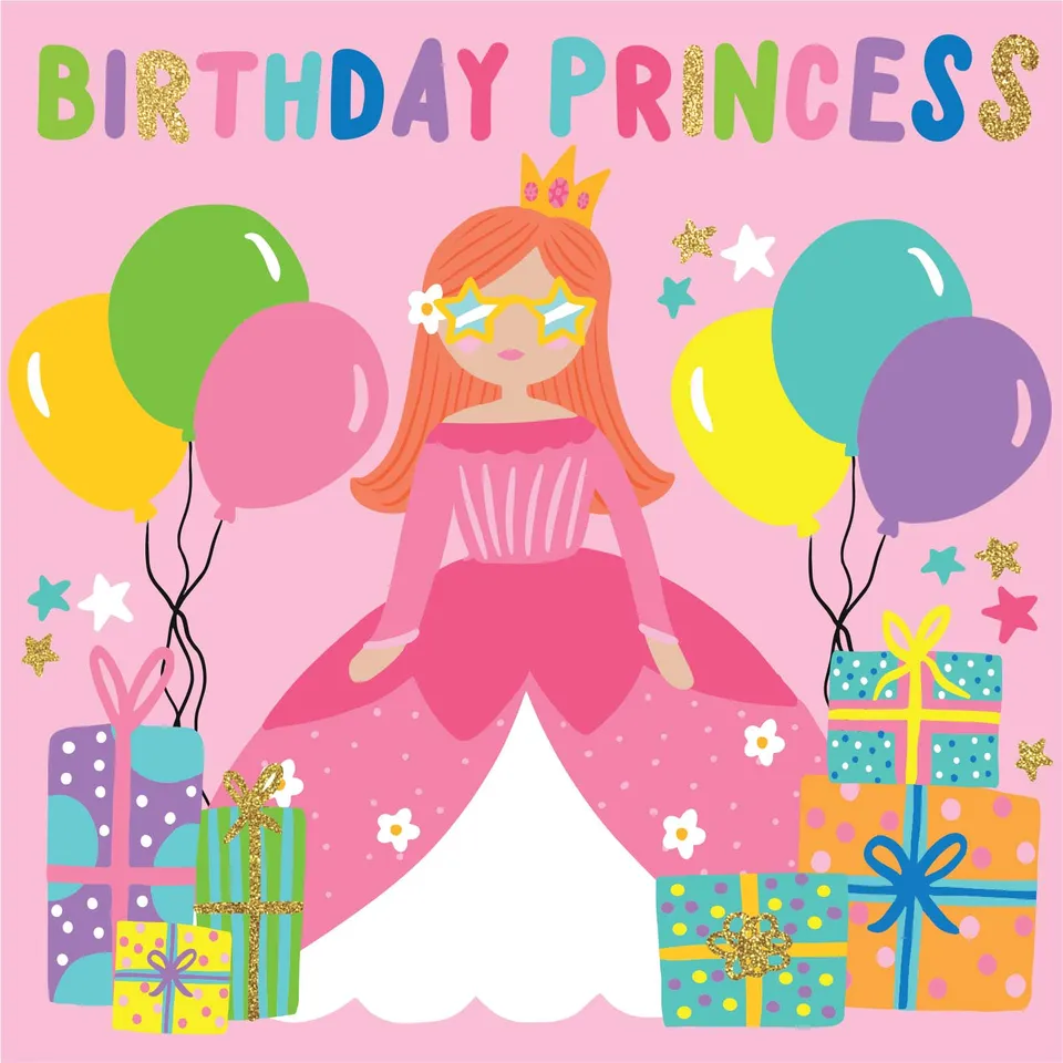 KaiserCraft Enchanted Birthday Princess bursdagskort 5x7" konvolutt