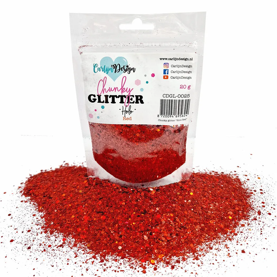 CarlijnDesign Chunky glitter CDGL-0025 glitter holo rød 20 g