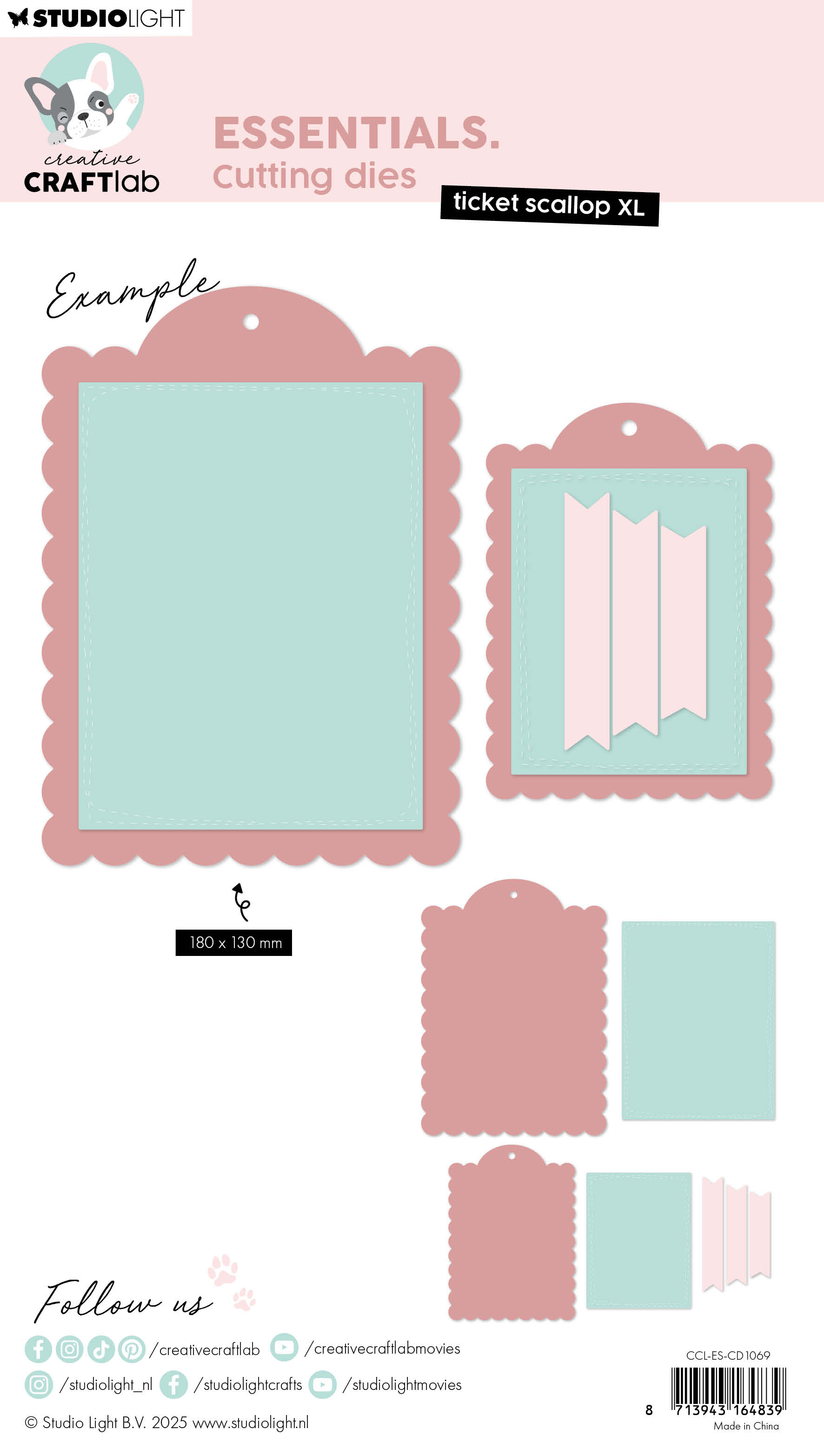 Studio Light Creative Craftlab Ticket Scallop XL dies billett