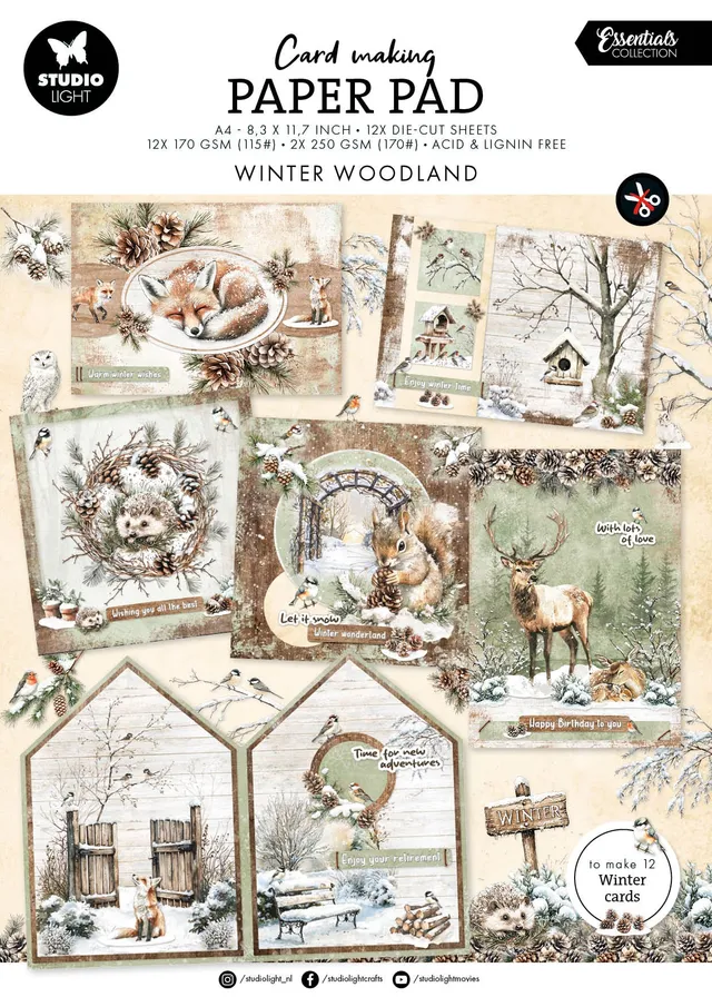 Studio Light Essentials Winter Woodland papirblokk 14 ark