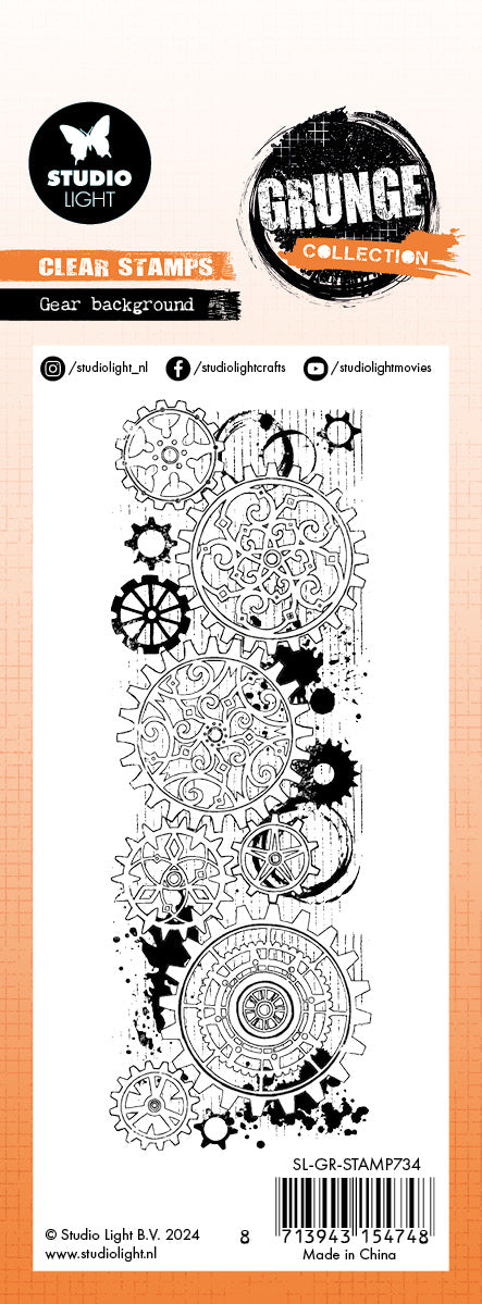 Studio Light Grunge Gear Background stempel tannhjul