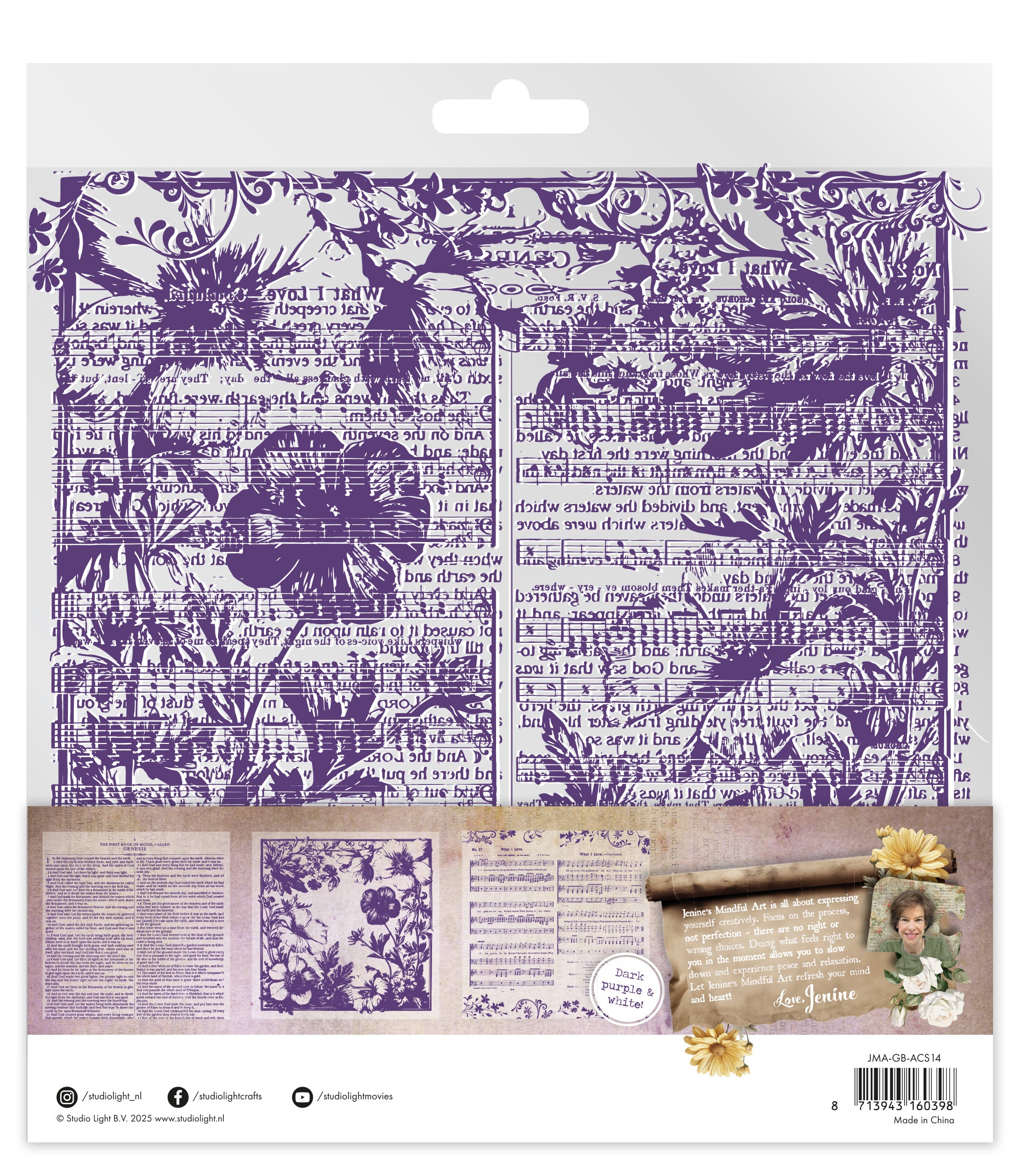 Jenine's Mindful Art Growing Blooming acetateark hvit lilla
