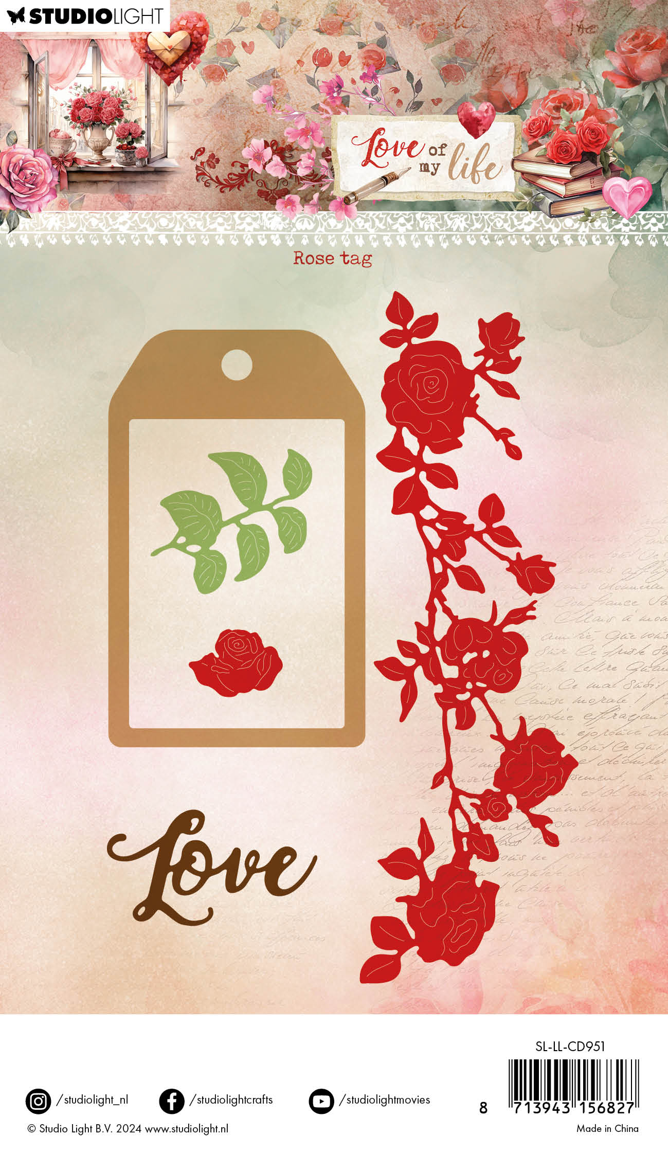 Studio Light Love of My Life Rose Tag dies