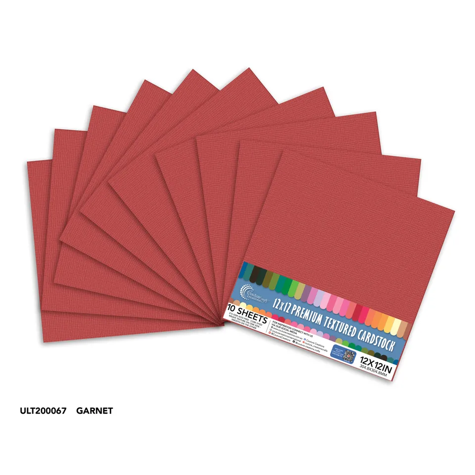 Couture Creations Garnet 12x12 kartong 10 ark strukturert