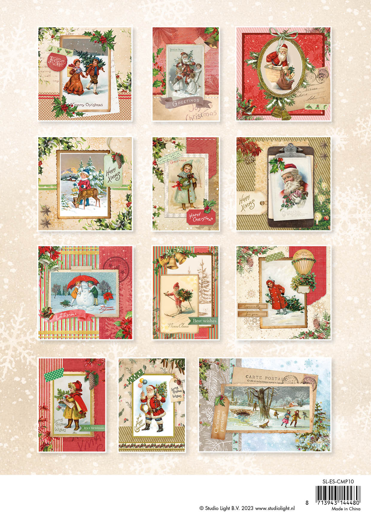 Studio Light Essentials card pad Vintage Christmas jul