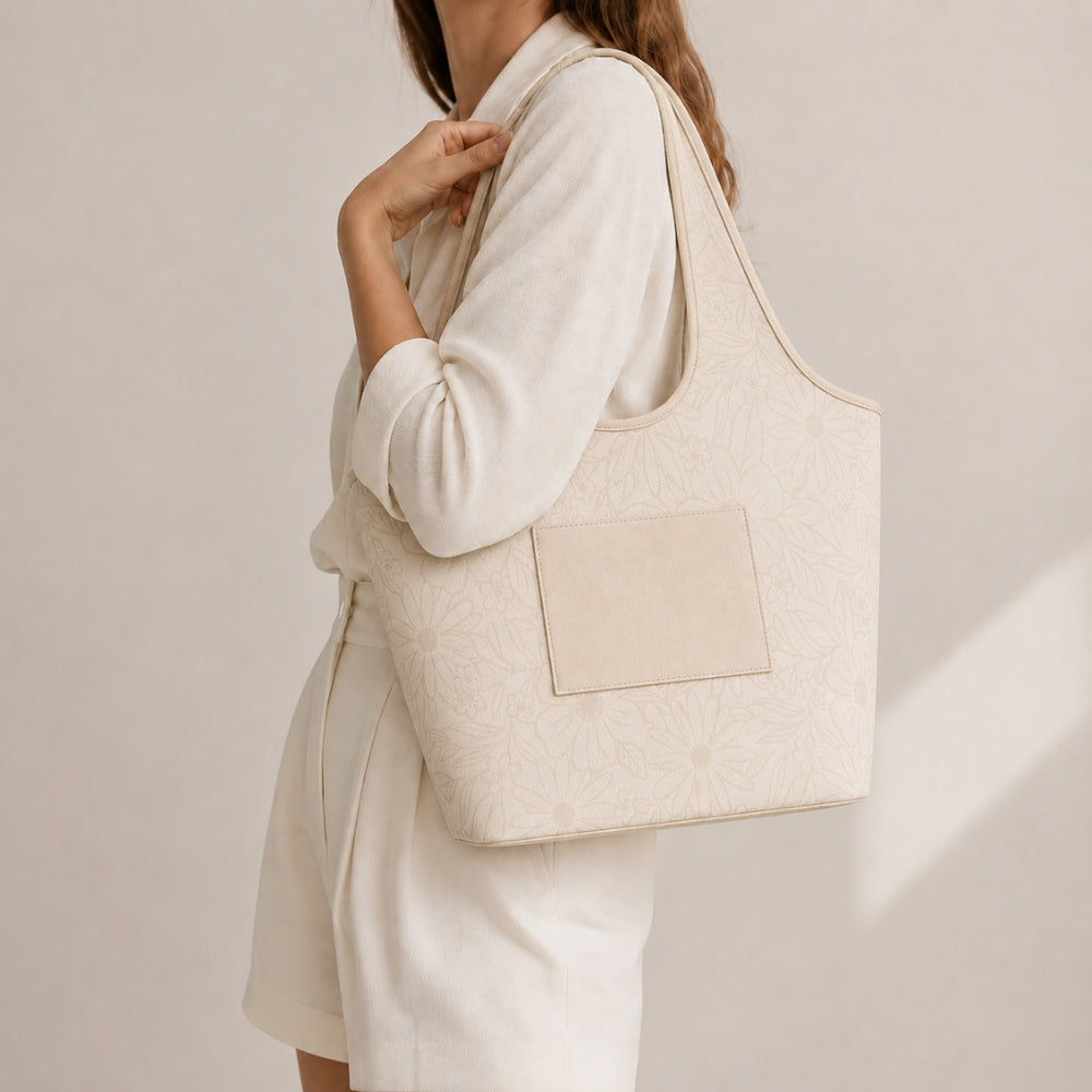 KaiserCraft Grace Jacquard Curve tote beige flora