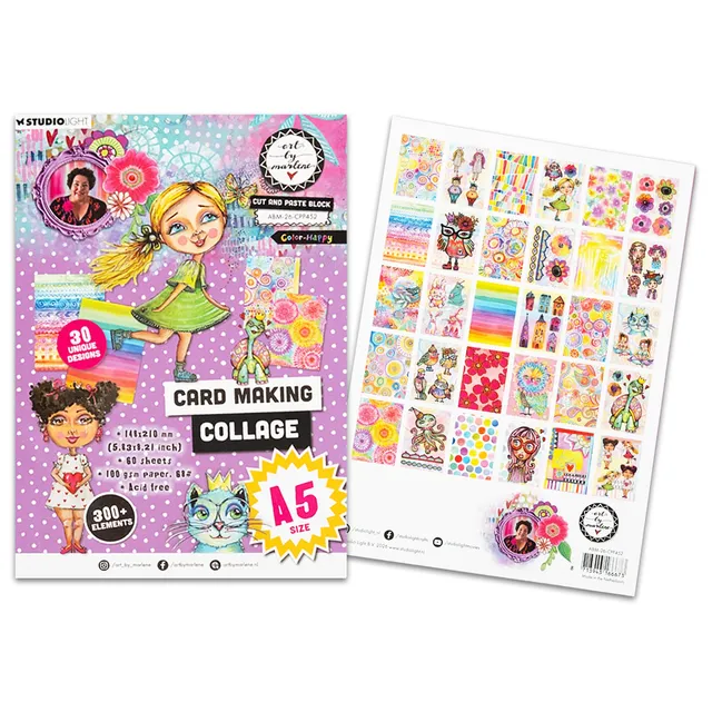 Aall and Create Art By Marlene Color-happy collagepapir A5 60 ark fargerik