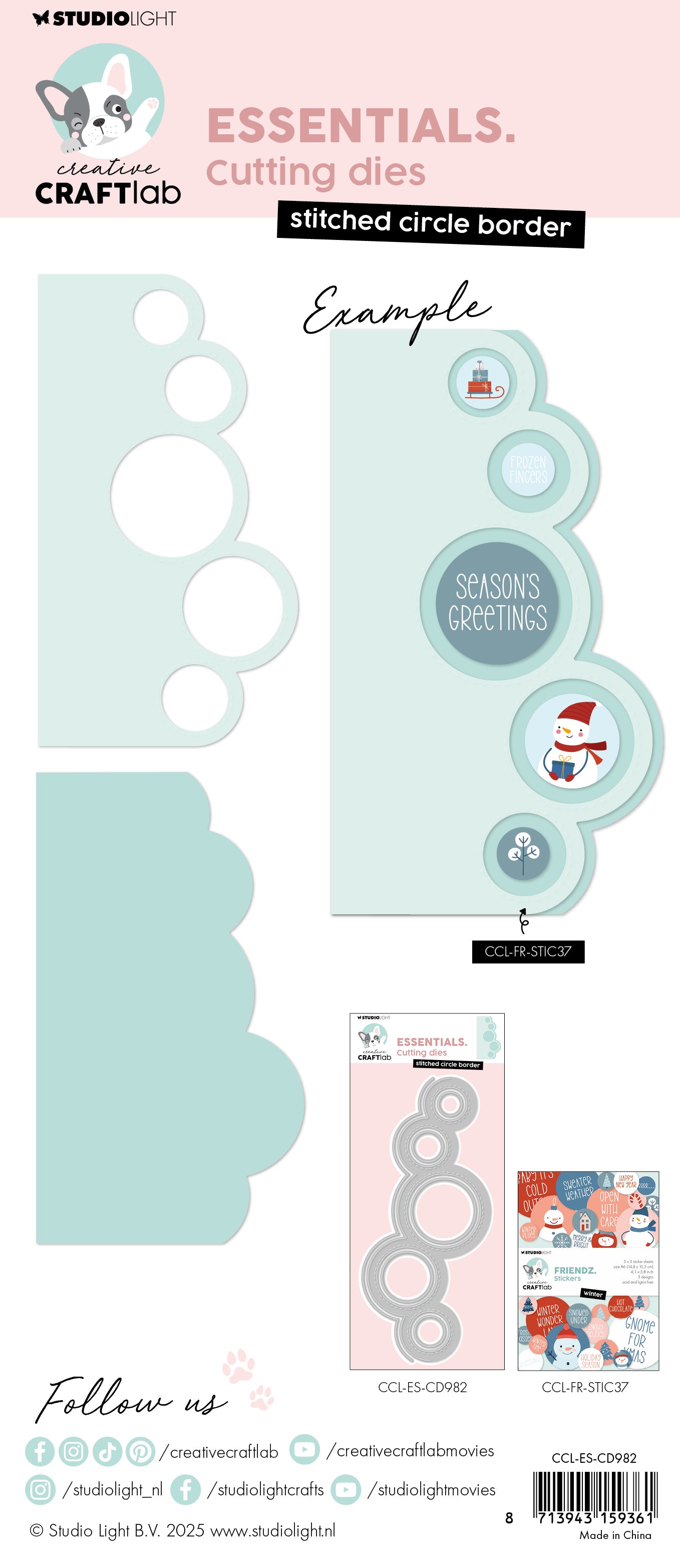 Studio Light Creative Craftlab Stitched Circle Border dies 212 mm med søm