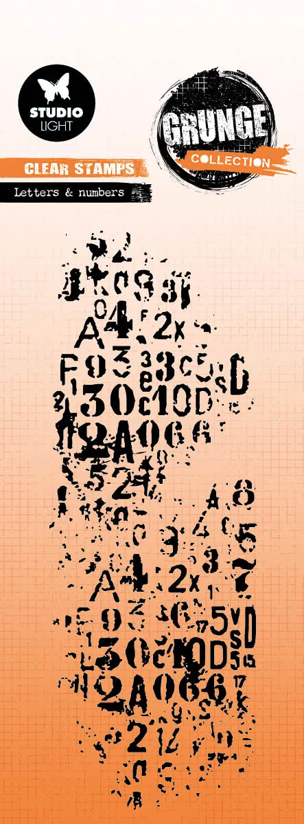 Studio Light Grunge Letters & Numbers klarstempel alfabet 51 mm