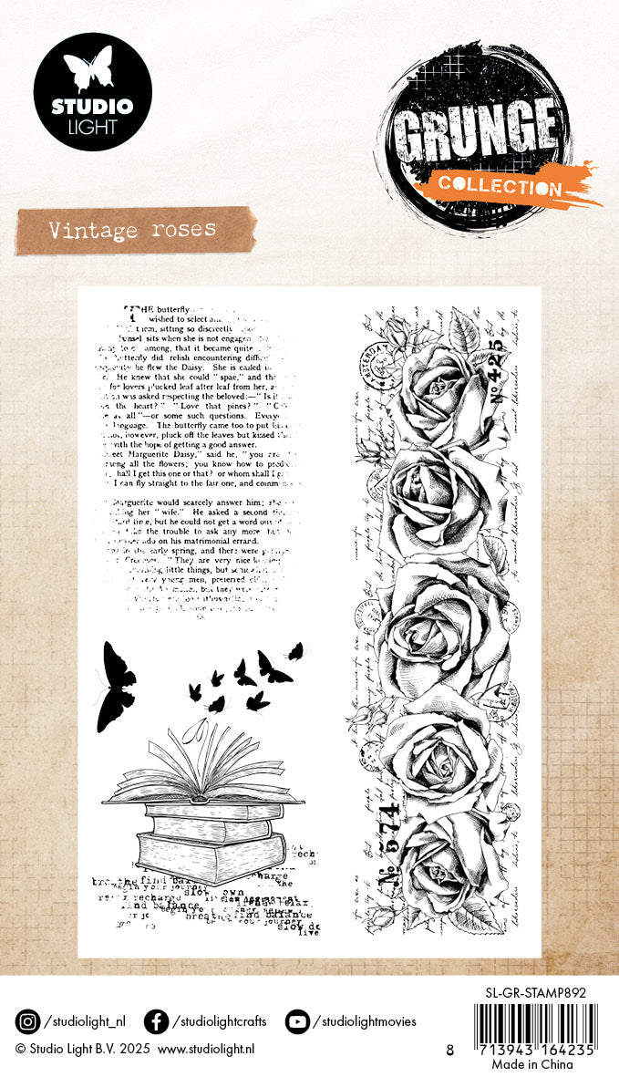Studio Light Grunge Vintage roses clear stempel 93x136 mm