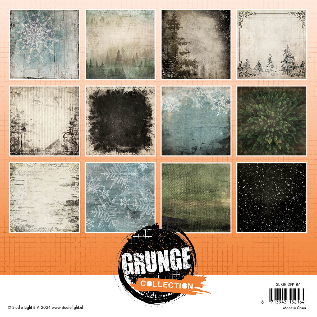 Studio Light Grunge Background Paper papirblokk 20x20cm