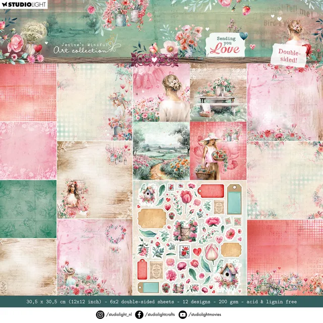 Jenine Mindful Art Sending You Love papirblokk 305 mm