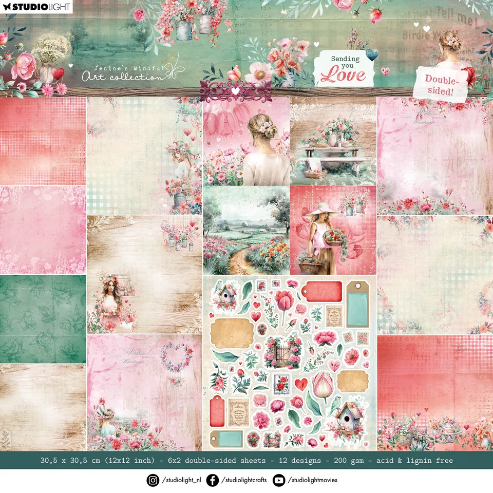 Jenine Mindful Art Sending You Love papirblokk 305 mm