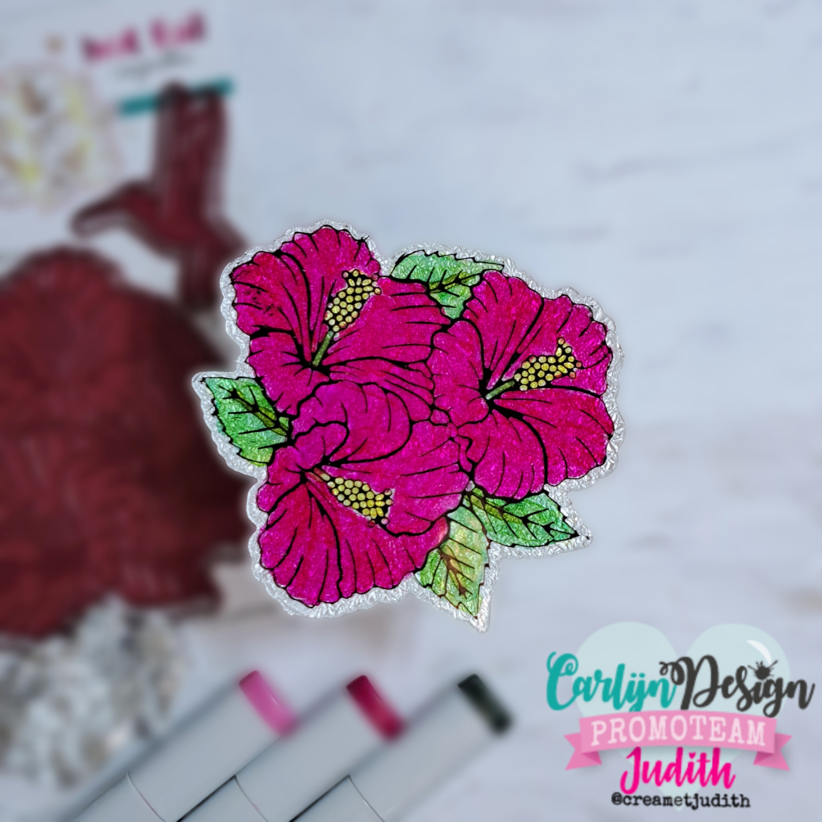 CarlijnDesign CDHF-0081 hotfoil Hibiscus kolibri 8,5 cm