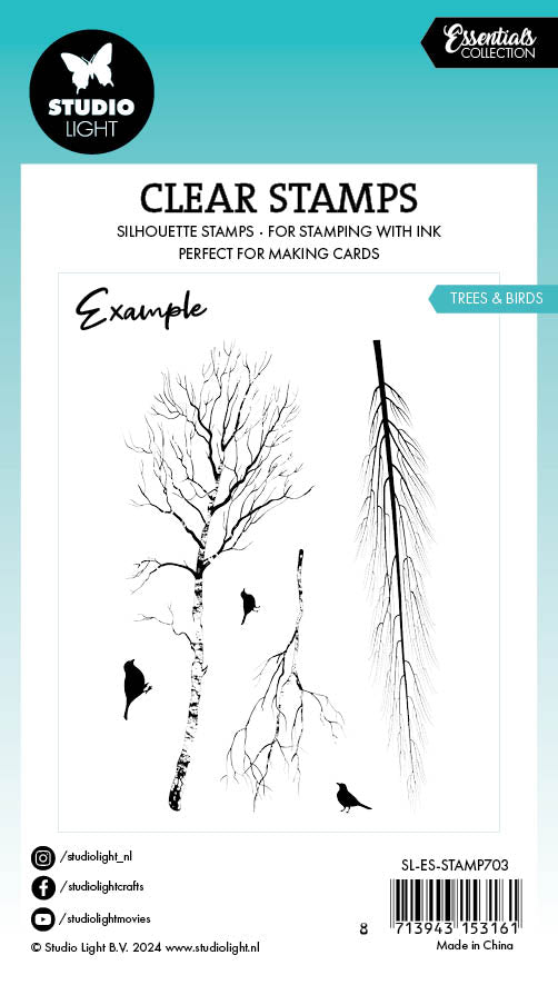 Studio Light Essentials Trees & Birds stempel 62x93 mm