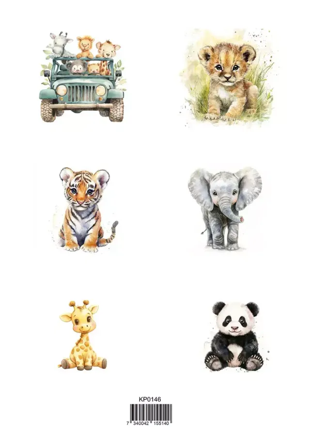 Korthobby Wild Animals klippark A4 villdyr