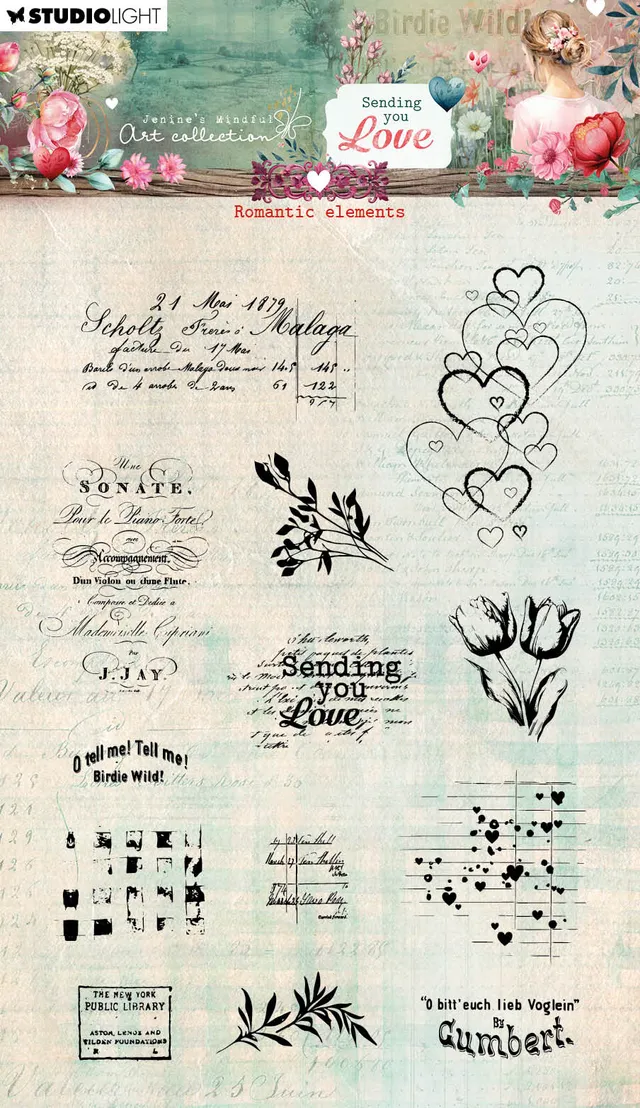 Jenine's Mindful Art Sending You Love stempel romantiske motiv
