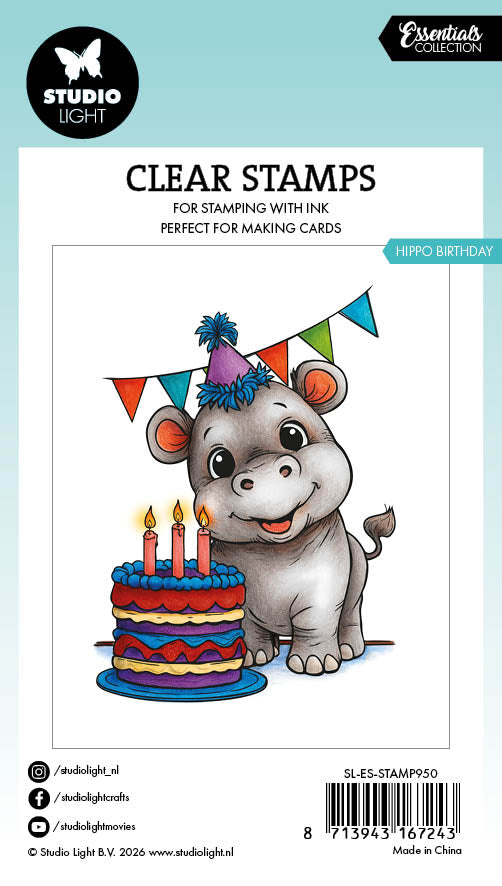 Studio Light Essentials Hippo Birthday stempelsett bursdag