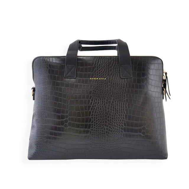 KaiserCraft Black Croc laptop-tote svart