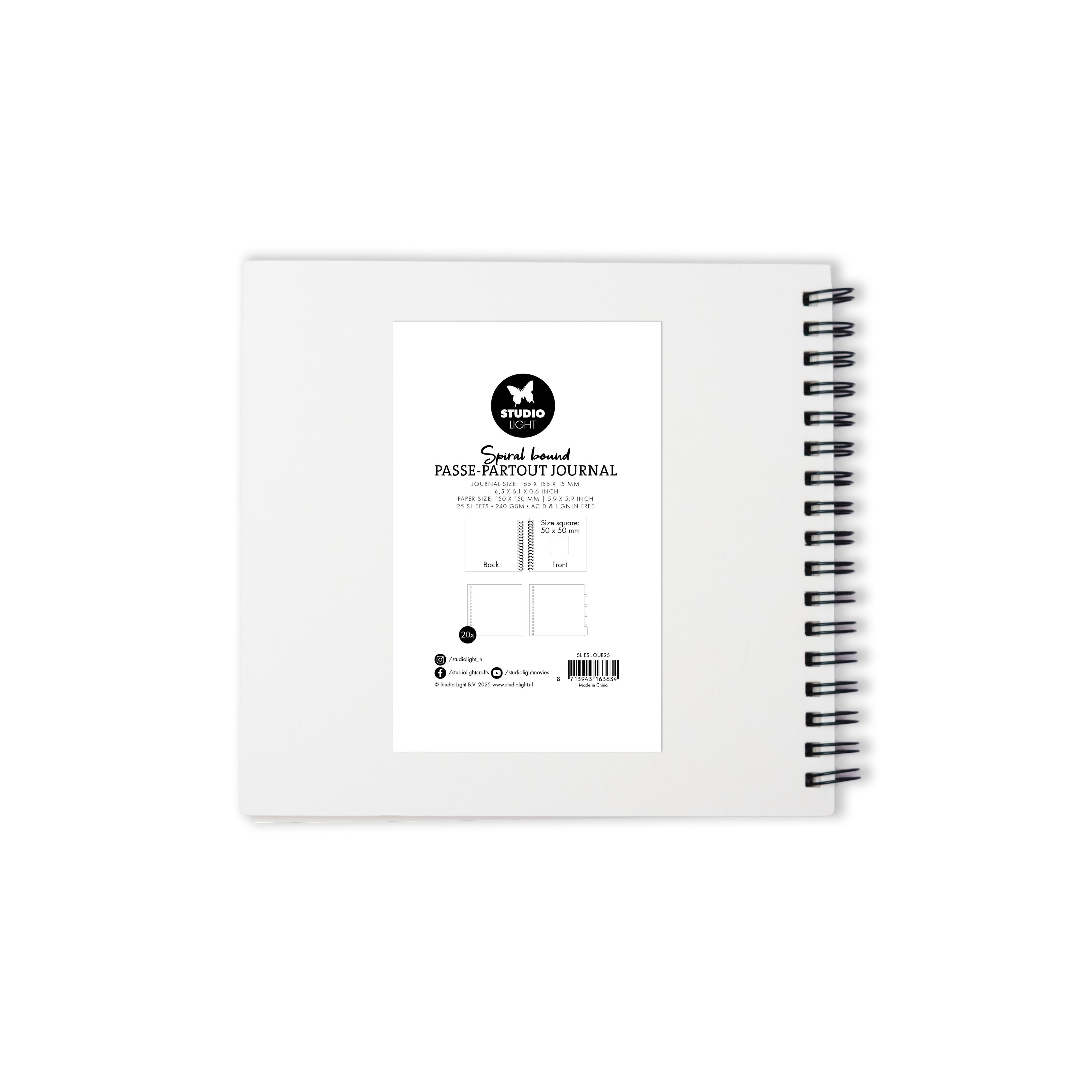 Studio Light Essentials spiraljournal 15x15 cm beige